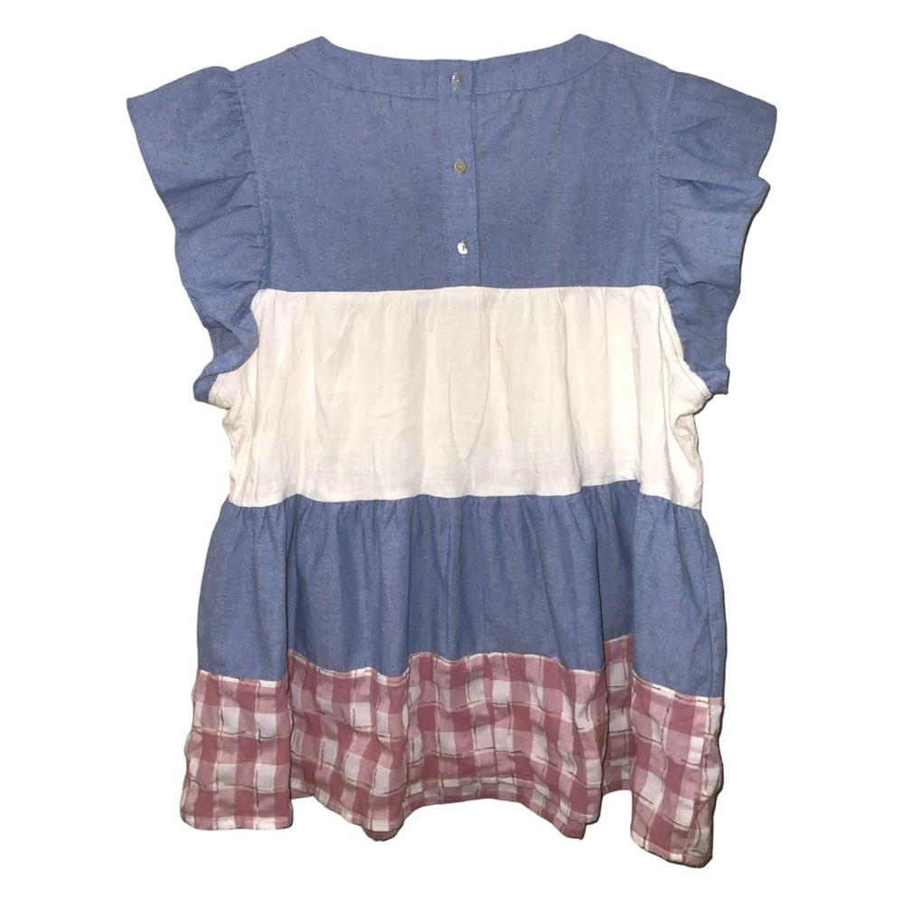 Entro Ruffle Sleeve Color Block Blouse - Picture 9 of 14